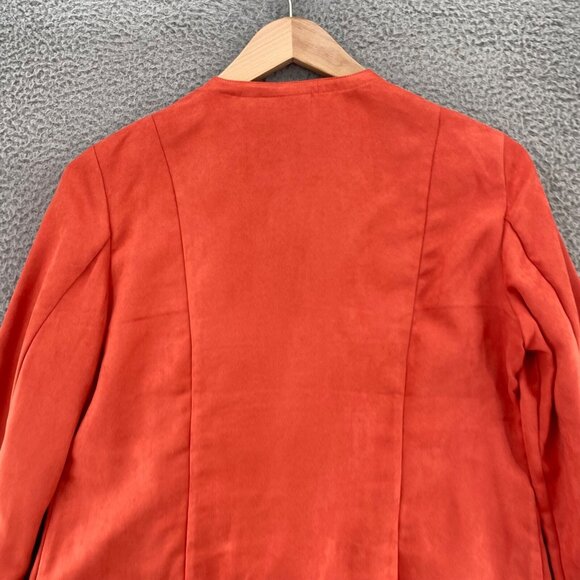 Chicos Jacket Womens 1 US 8 Orange Faux Suede Waterfall Open Front Casual Crop - Picture 4 of 9